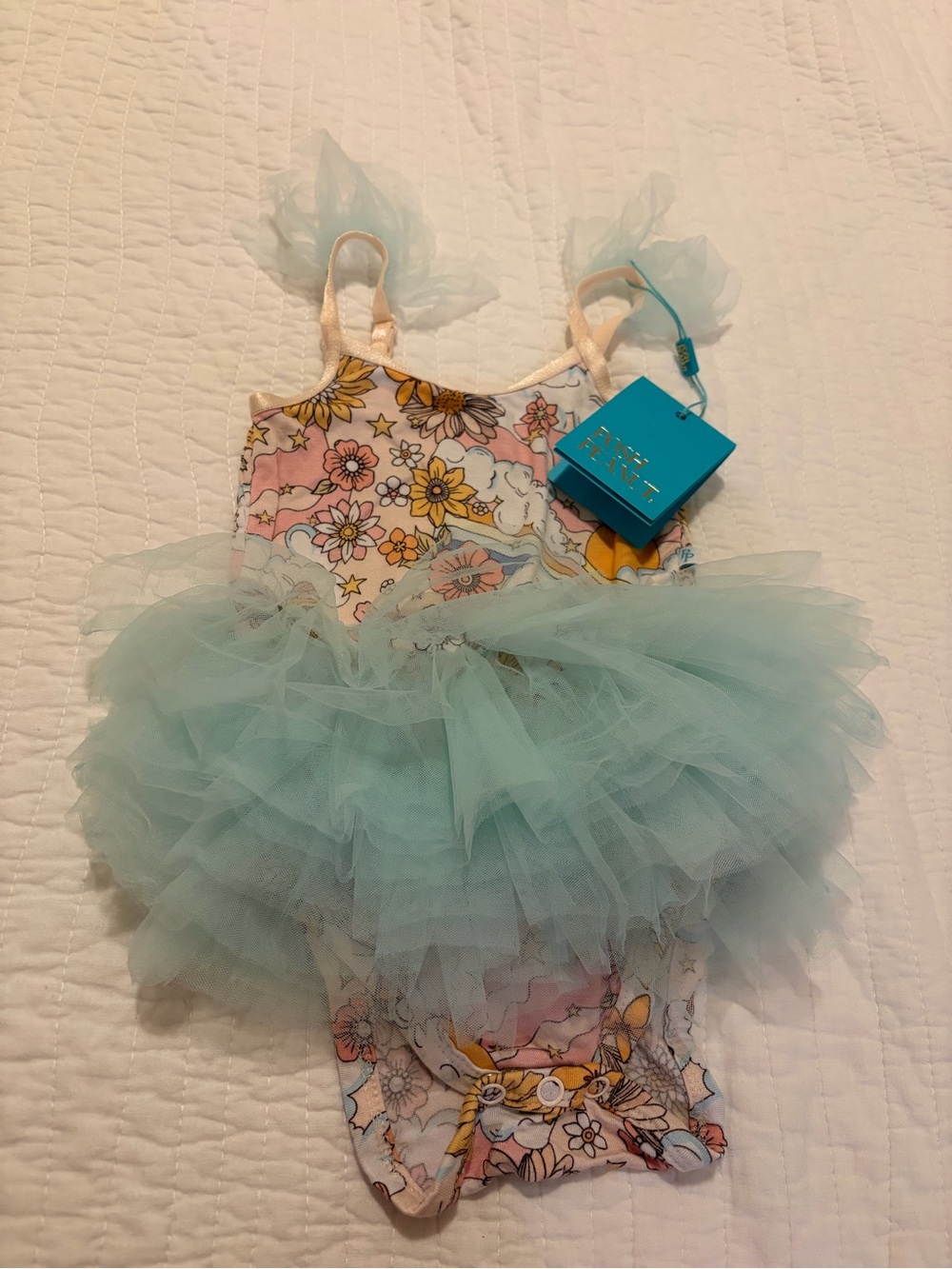 Posh Peanut - Blue Tulle Floral Baby/Toddler Ballet 6-12months